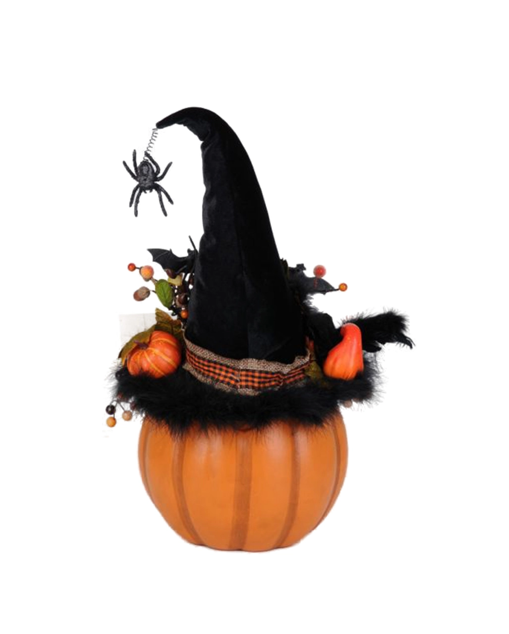 Halloween Kürbis Mit Hexenhut & LED Beleuchtung 56cm – Bild 2