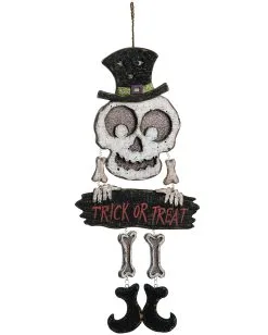 Spooky Skelett Holzschild Trick Or Treat